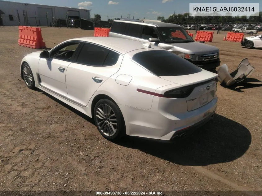 2018 Kia Stinger VIN: KNAE15LA9J6032414 Lot: 39493738