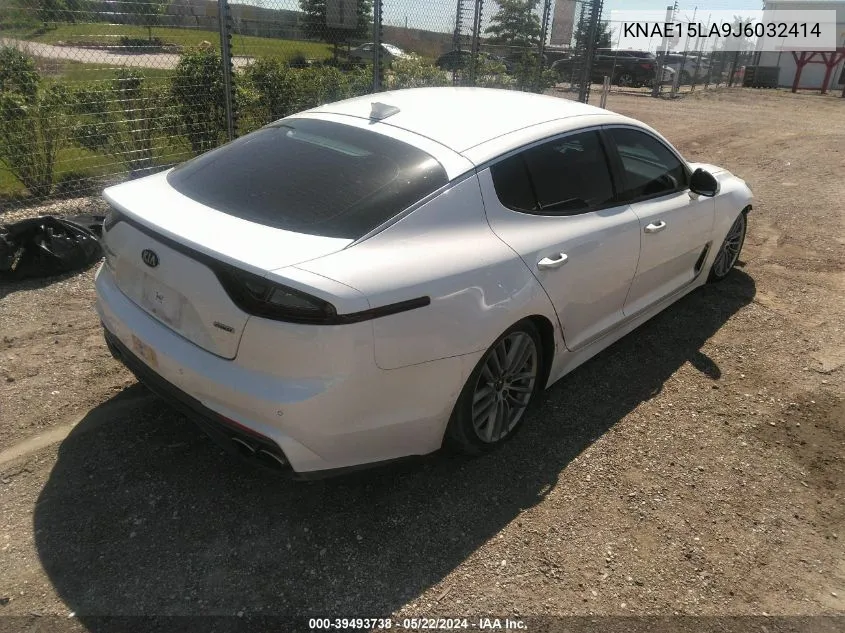 2018 Kia Stinger VIN: KNAE15LA9J6032414 Lot: 39493738