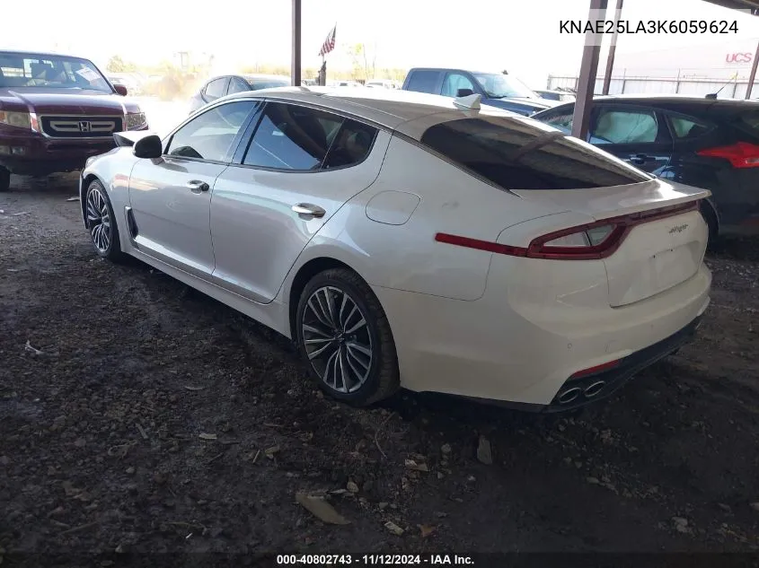 2019 Kia Stinger Premium VIN: KNAE25LA3K6059624 Lot: 40802743