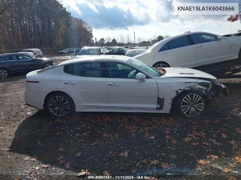 2019 Kia Stinger VIN: KNAE15LA1K6043666 Lot: 40807551