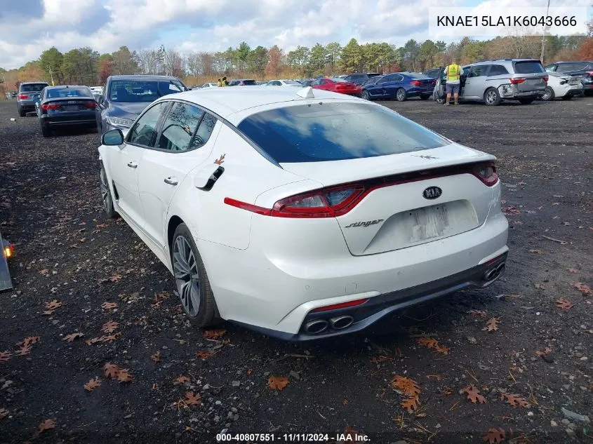 2019 Kia Stinger VIN: KNAE15LA1K6043666 Lot: 40807551