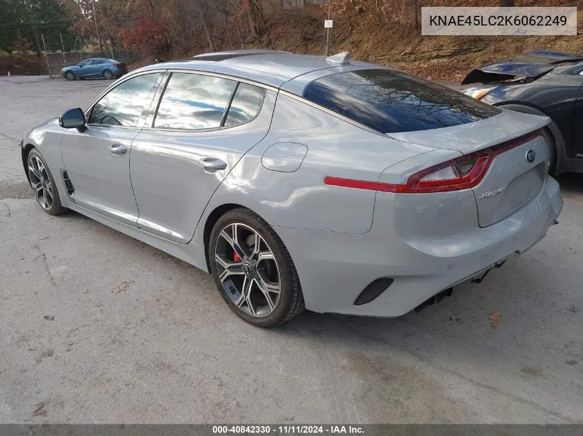 2019 Kia Stinger Gt1 VIN: KNAE45LC2K6062249 Lot: 40842330