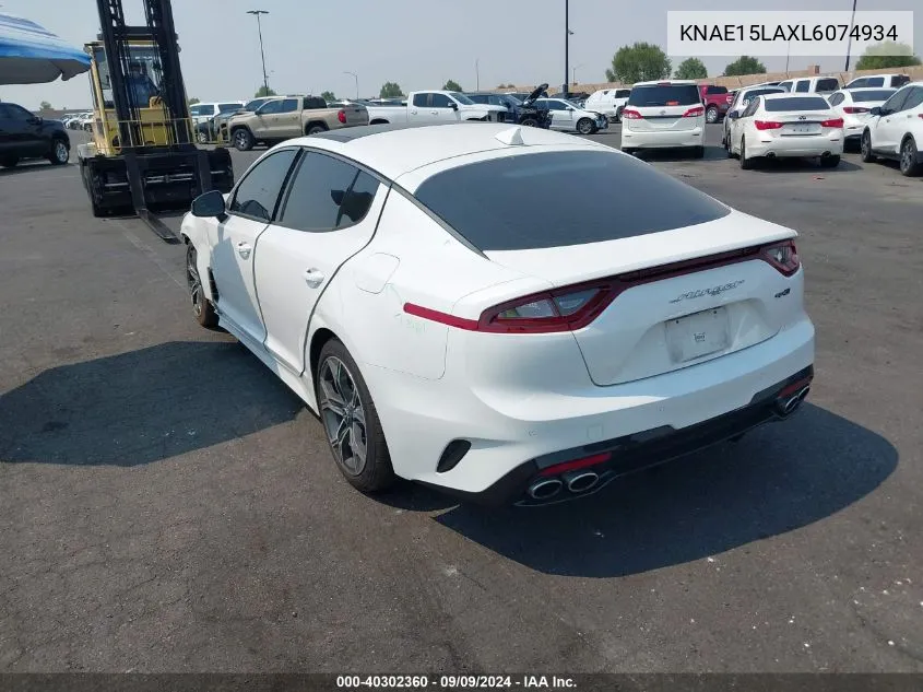 KNAE15LAXL6074934 2020 Kia Stinger Gt-Line