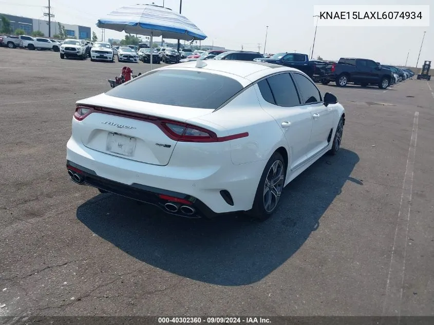 2020 Kia Stinger Gt-Line VIN: KNAE15LAXL6074934 Lot: 40302360