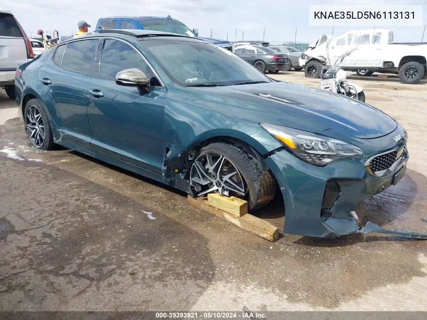 2022 Kia Stinger Gt-Line VIN: KNAE35LD5N6113131 Lot: 39393921