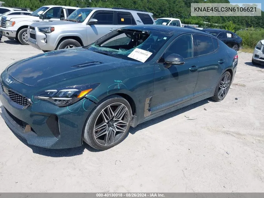 2022 Kia Stinger Gt1 VIN: KNAE45LC3N6106621 Lot: 40130018