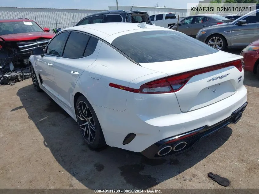 KNAE35LD2N6106251 2022 Kia Stinger Gt-Line