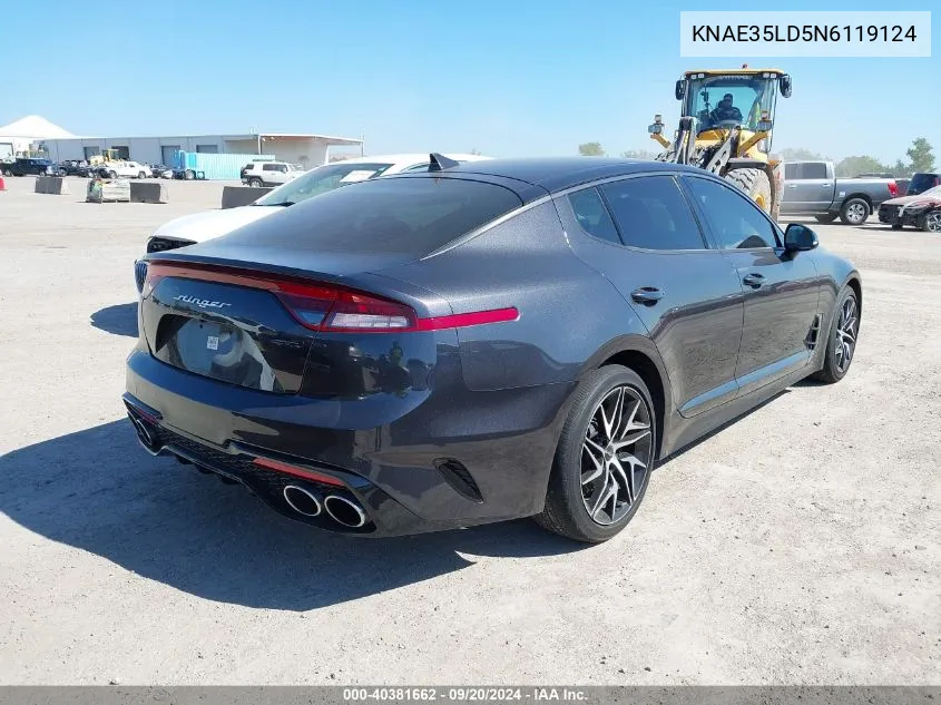 2022 Kia Stinger Gt-Line VIN: KNAE35LD5N6119124 Lot: 40381662