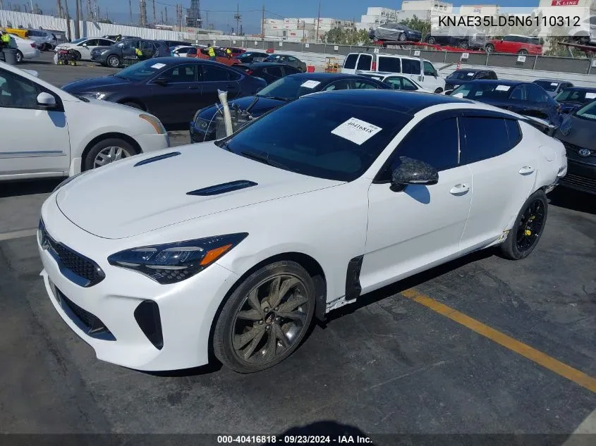 2022 Kia Stinger Gt-Line VIN: KNAE35LD5N6110312 Lot: 40416818