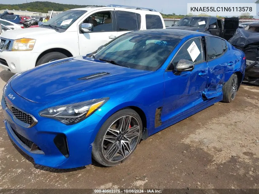 2022 Kia Stinger Gt2 VIN: KNAE55LC1N6113578 Lot: 40502375