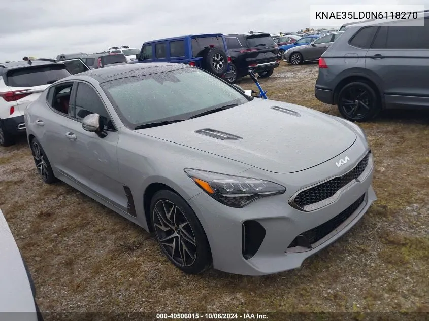 2022 Kia Stinger Gt-Line VIN: KNAE35LD0N6118270 Lot: 40506015