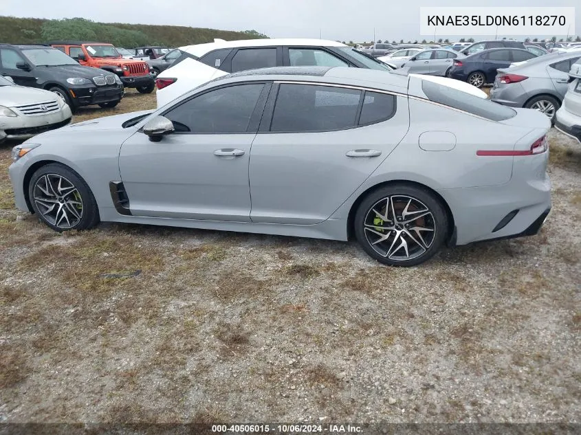 2022 Kia Stinger Gt-Line VIN: KNAE35LD0N6118270 Lot: 40506015