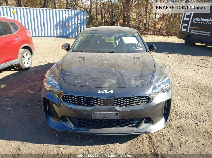 2022 Kia Stinger Gt-Line VIN: KNAE35LD9N6105520 Lot: 40892778