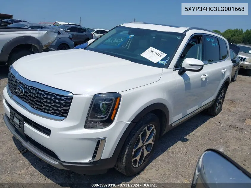 2020 Kia Telluride Ex VIN: 5XYP34HC3LG001668 Lot: 39979316