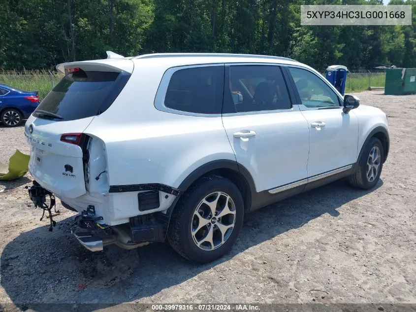 2020 Kia Telluride Ex VIN: 5XYP34HC3LG001668 Lot: 39979316