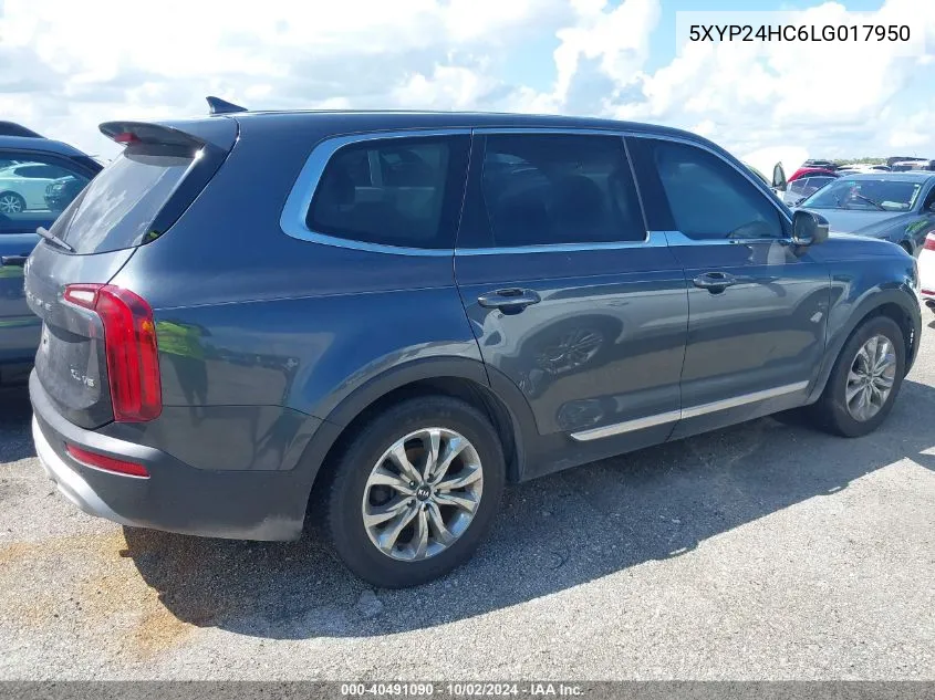 2020 Kia Telluride Lx VIN: 5XYP24HC6LG017950 Lot: 40491090