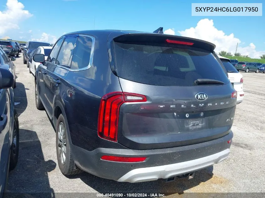 2020 Kia Telluride Lx VIN: 5XYP24HC6LG017950 Lot: 40491090