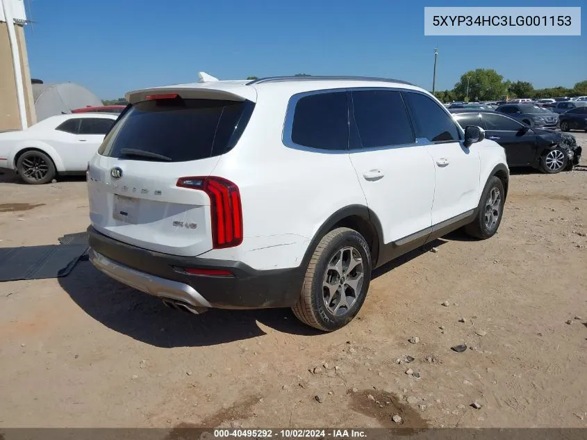 2020 Kia Telluride Ex VIN: 5XYP34HC3LG001153 Lot: 40495292