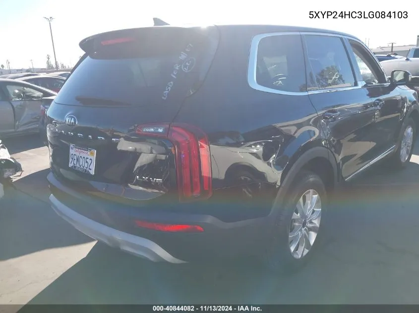 2020 Kia Telluride Lx VIN: 5XYP24HC3LG084103 Lot: 40844082