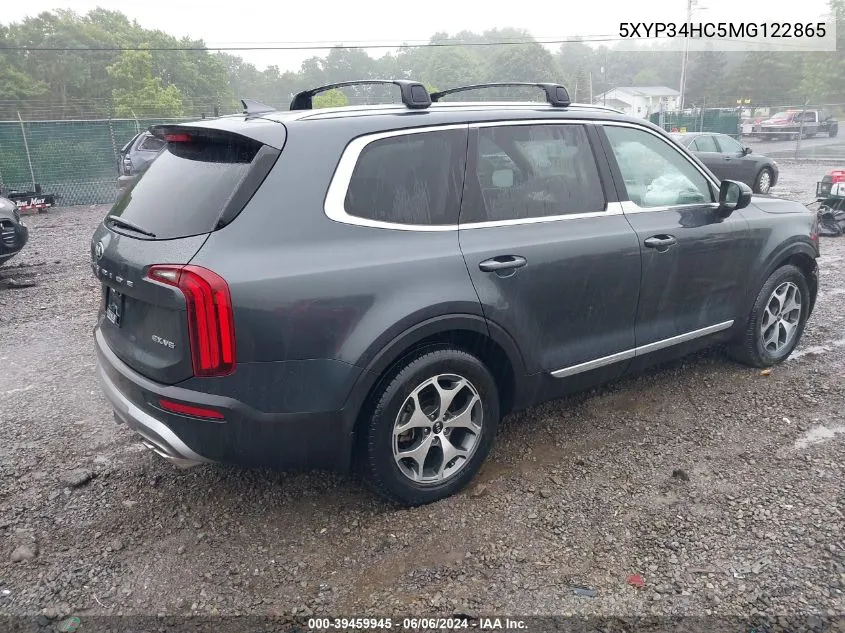 2021 Kia Telluride Ex VIN: 5XYP34HC5MG122865 Lot: 39459945