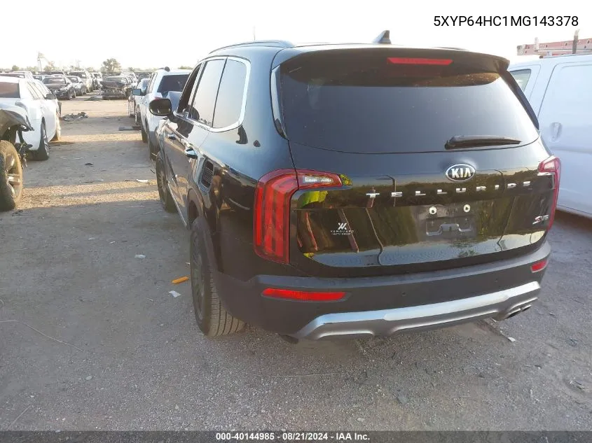 2021 Kia Telluride S VIN: 5XYP64HC1MG143378 Lot: 40144985