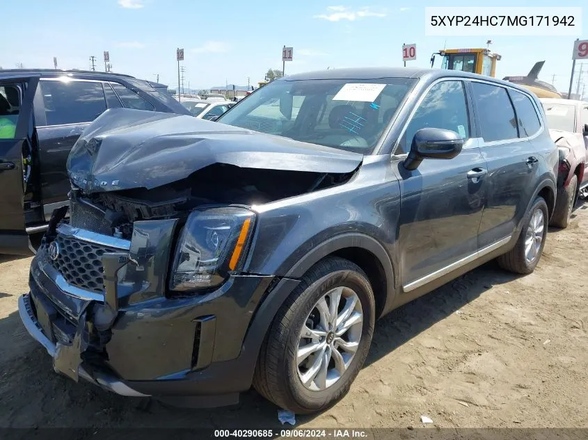 2021 Kia Telluride Lx VIN: 5XYP24HC7MG171942 Lot: 40290685