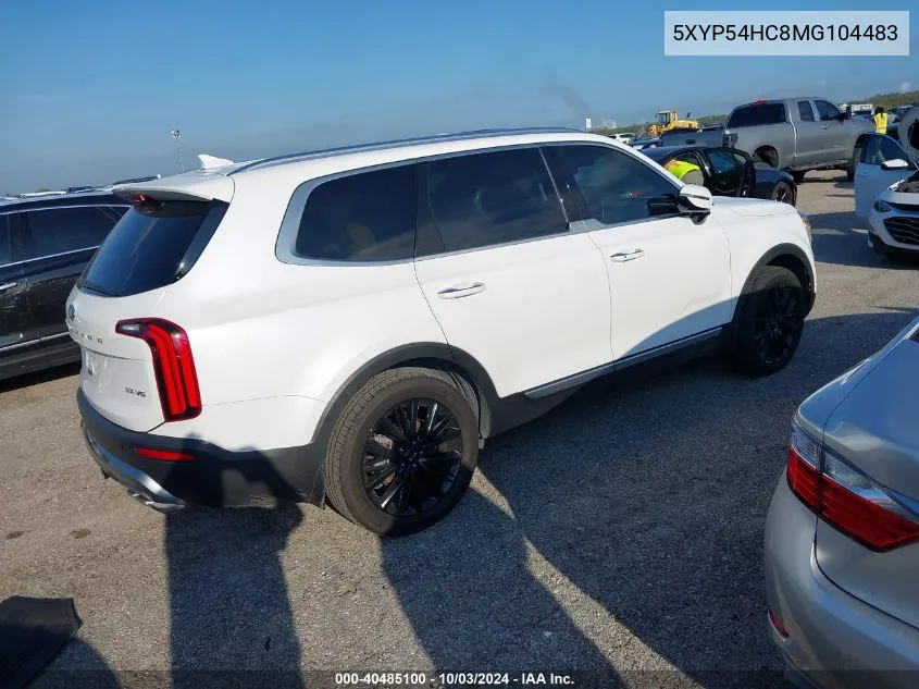 2021 Kia Telluride Sx VIN: 5XYP54HC8MG104483 Lot: 40485100