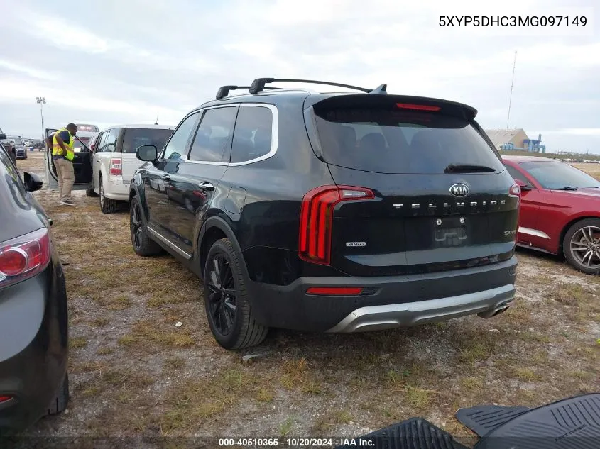 2021 Kia Telluride Sx VIN: 5XYP5DHC3MG097149 Lot: 40510365