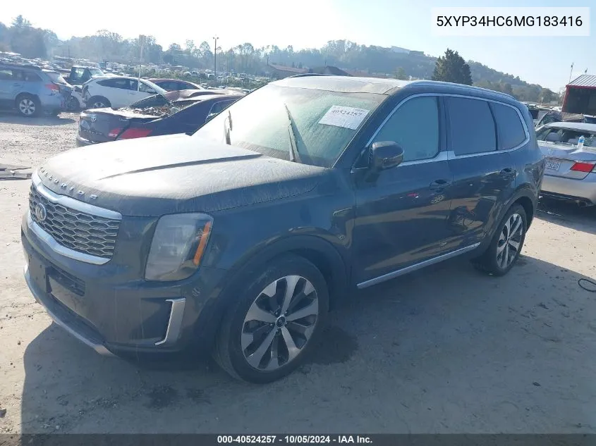 2021 Kia Telluride Ex VIN: 5XYP34HC6MG183416 Lot: 40524257