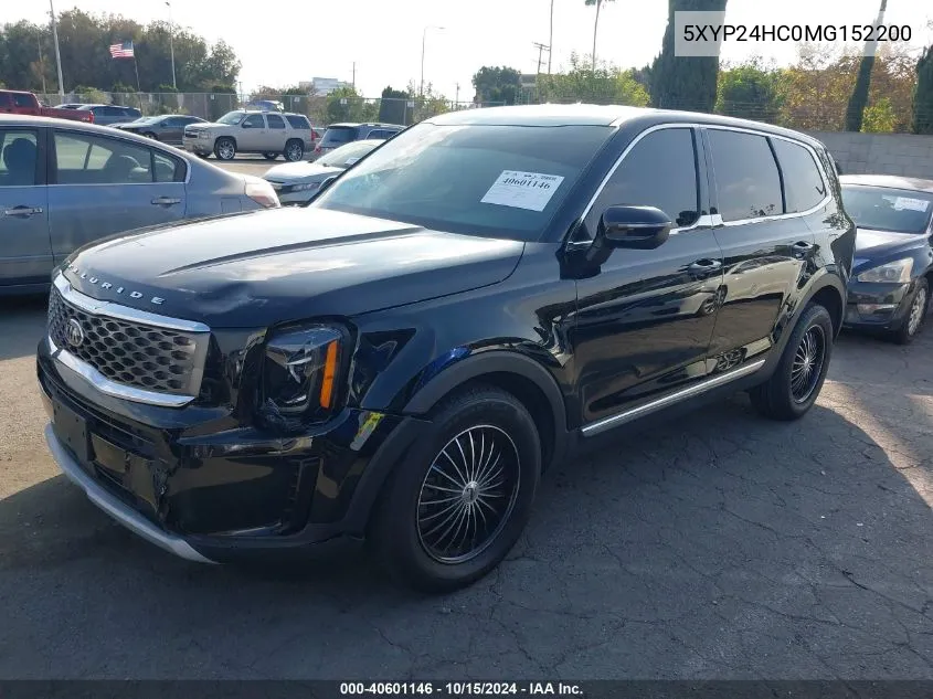 2021 Kia Telluride Lx VIN: 5XYP24HC0MG152200 Lot: 40601146