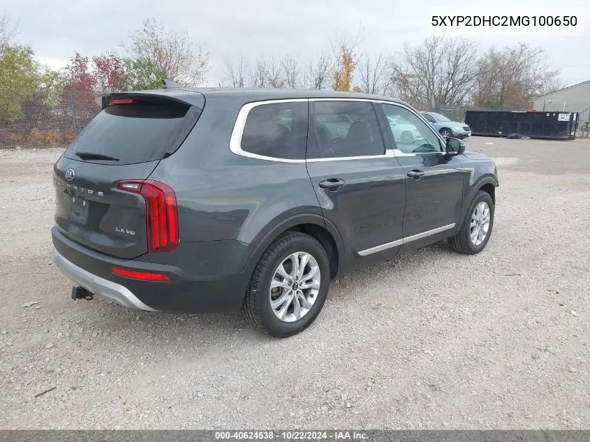 2021 Kia Telluride Lx VIN: 5XYP2DHC2MG100650 Lot: 40624538