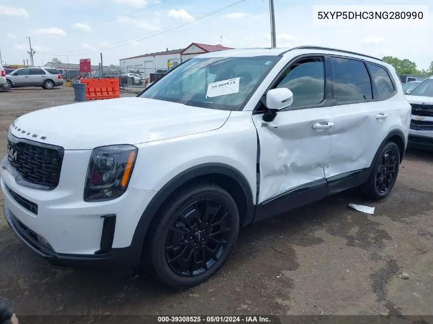 2022 Kia Telluride Sx VIN: 5XYP5DHC3NG280990 Lot: 39308525