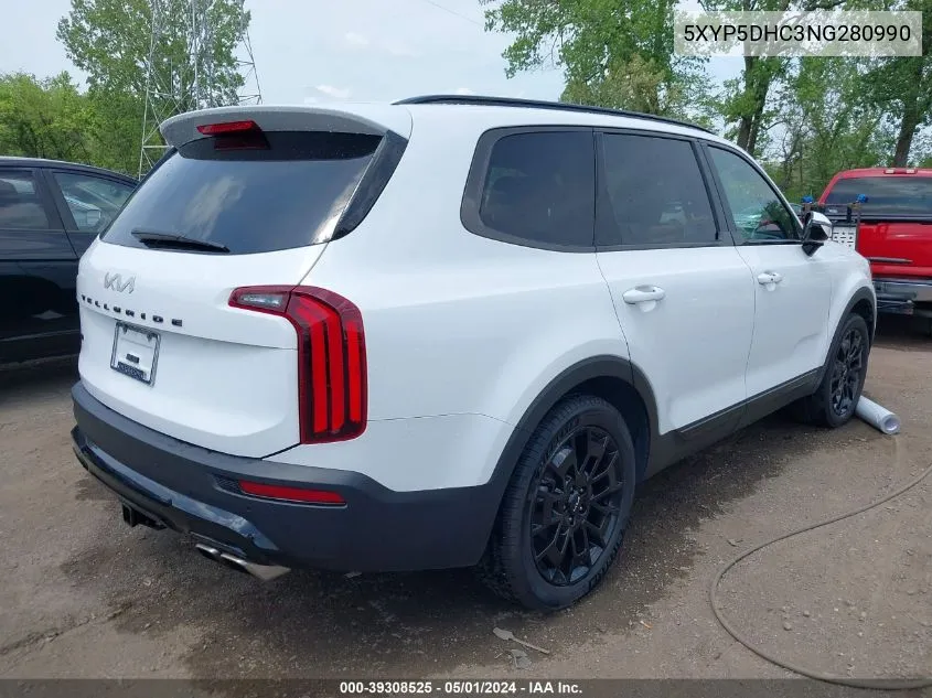 2022 Kia Telluride Sx VIN: 5XYP5DHC3NG280990 Lot: 39308525