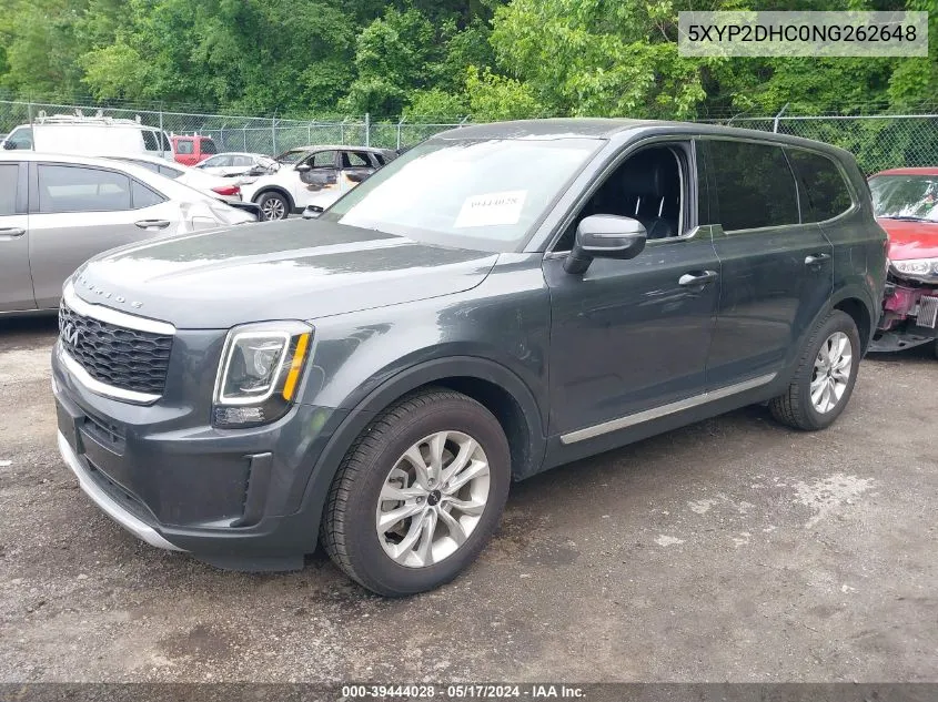 2022 Kia Telluride Lx VIN: 5XYP2DHC0NG262648 Lot: 39444028