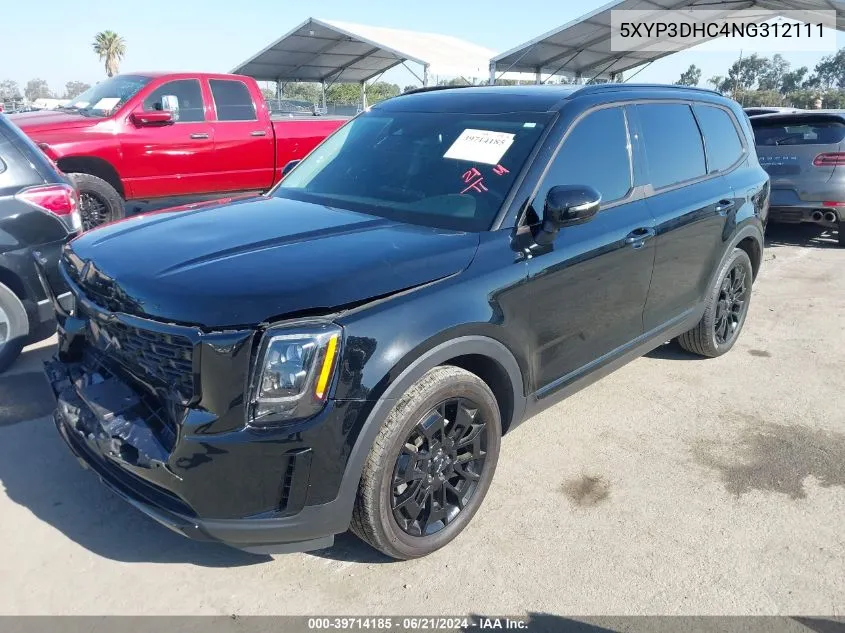 2022 Kia Telluride Ex VIN: 5XYP3DHC4NG312111 Lot: 39714185