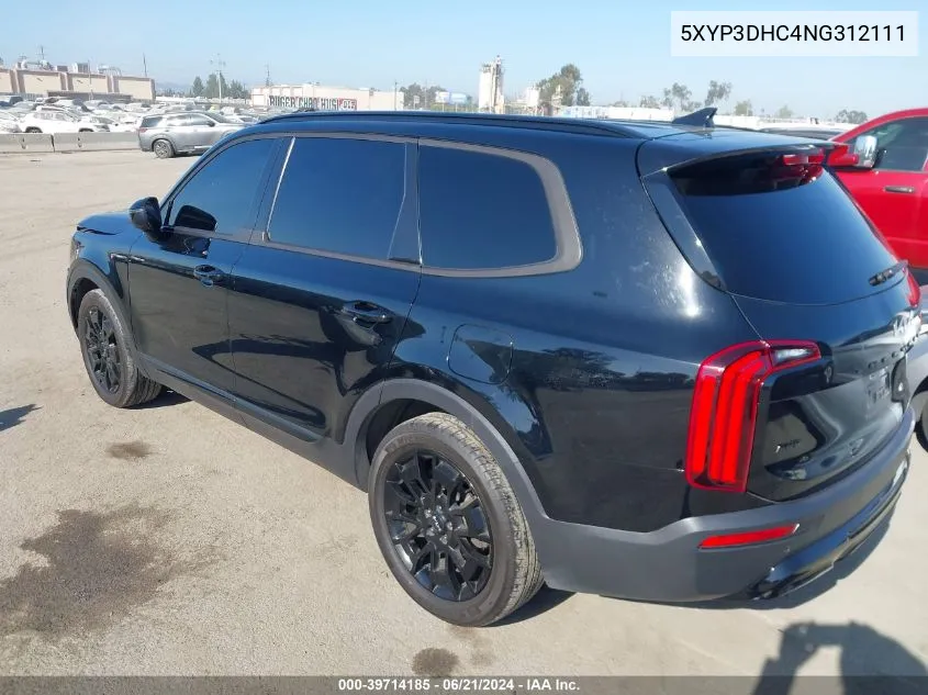 2022 Kia Telluride Ex VIN: 5XYP3DHC4NG312111 Lot: 39714185