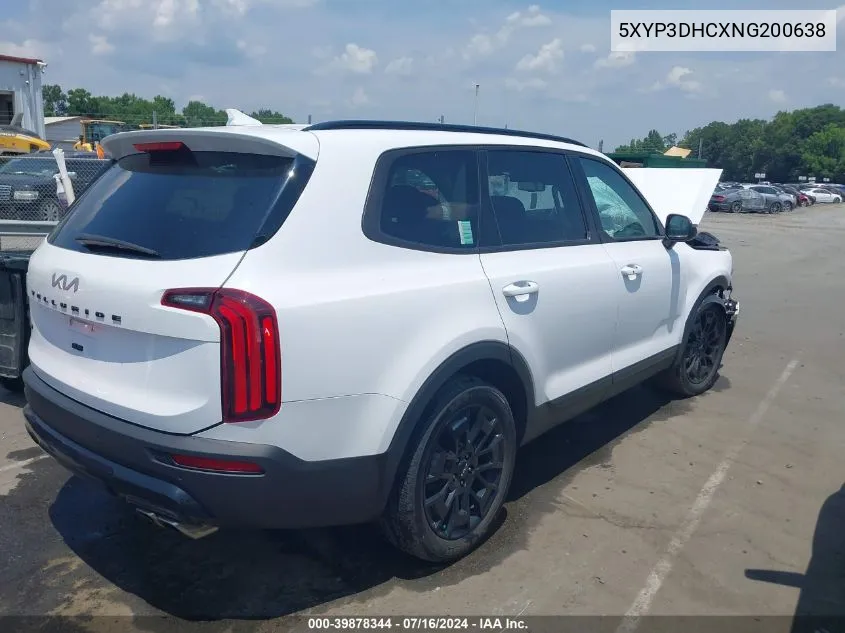 2022 Kia Telluride Ex VIN: 5XYP3DHCXNG200638 Lot: 39878344