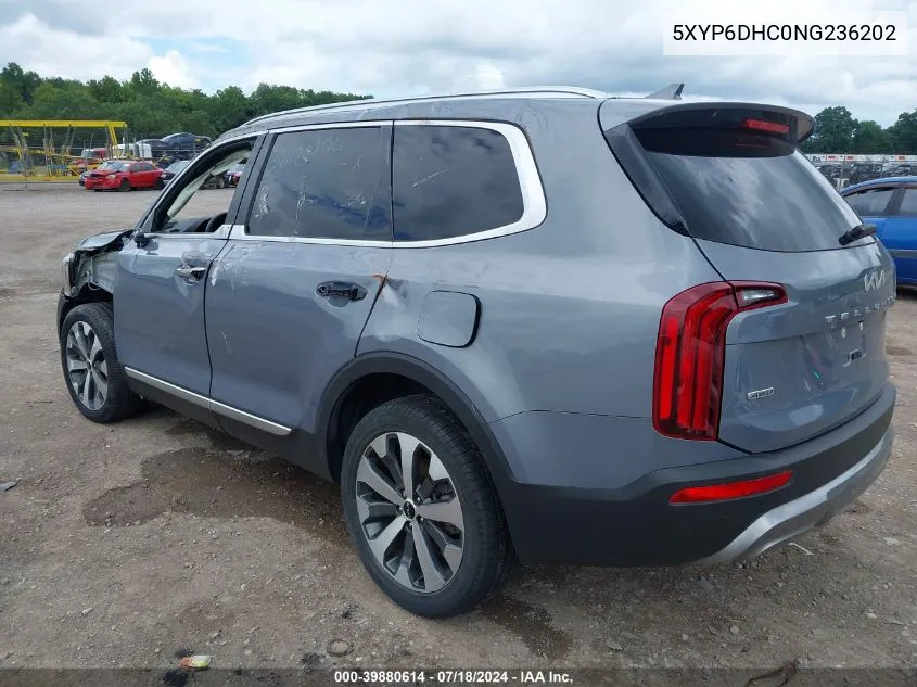 2022 Kia Telluride S VIN: 5XYP6DHC0NG236202 Lot: 39880614