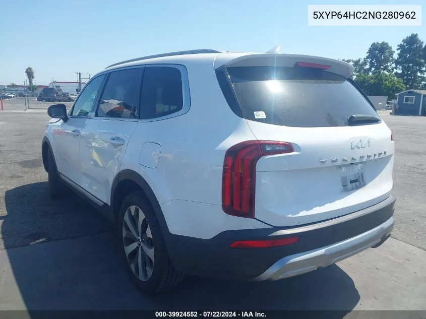 2022 Kia Telluride S VIN: 5XYP64HC2NG280962 Lot: 39924552