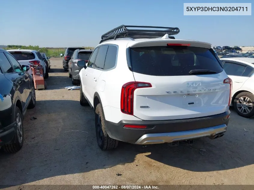 2022 Kia Telluride Ex VIN: 5XYP3DHC3NG204711 Lot: 40047262