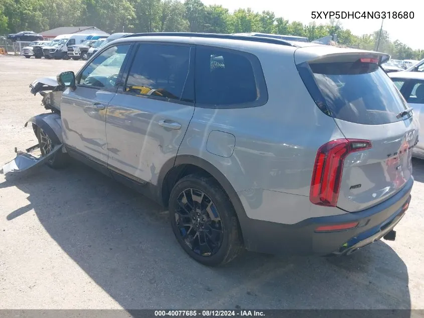 2022 Kia Telluride Sx VIN: 5XYP5DHC4NG318680 Lot: 40077685