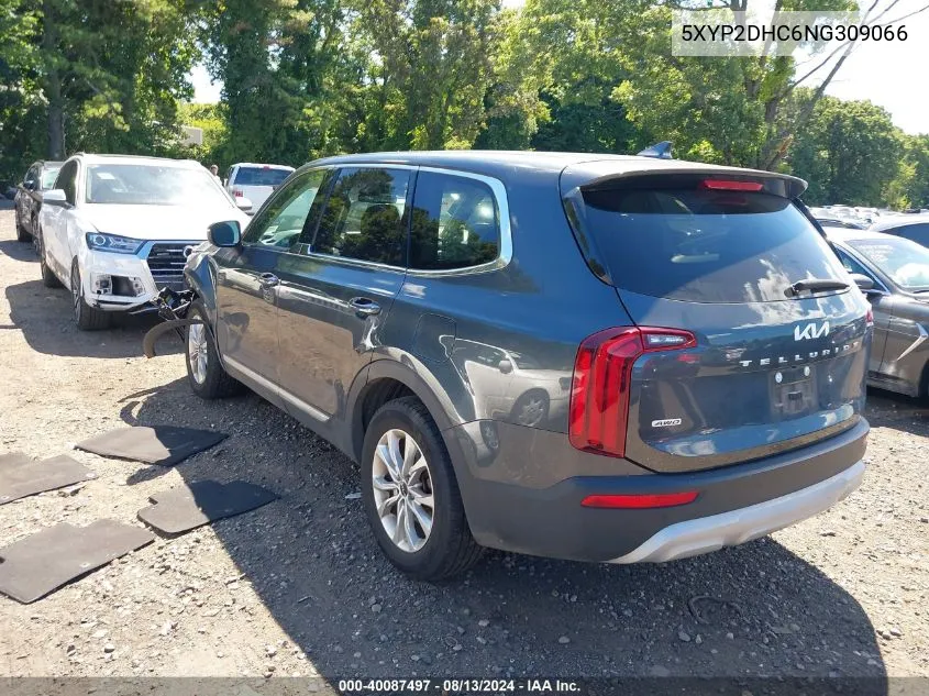 2022 Kia Telluride Lx VIN: 5XYP2DHC6NG309066 Lot: 40087497