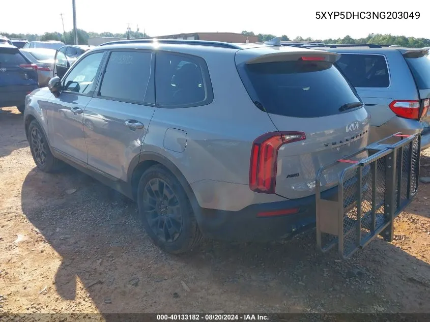 2022 Kia Telluride Sx VIN: 5XYP5DHC3NG203049 Lot: 40133182