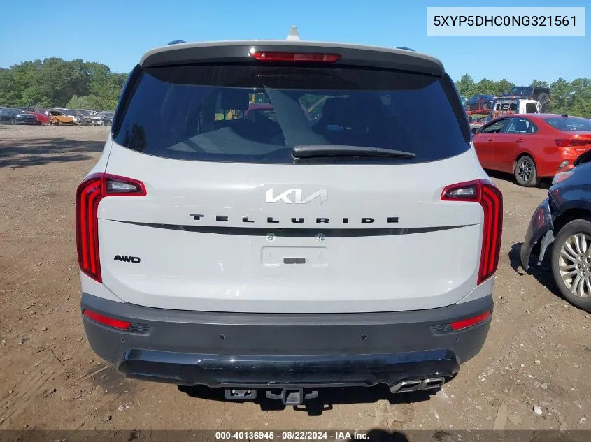 2022 Kia Telluride Sx VIN: 5XYP5DHC0NG321561 Lot: 40136945