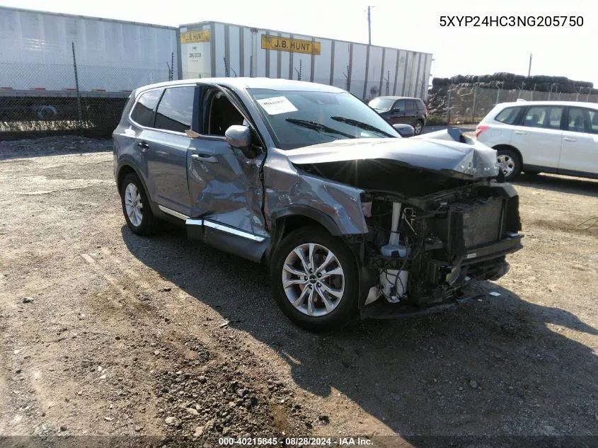 2022 Kia Telluride Lx VIN: 5XYP24HC3NG205750 Lot: 40215845