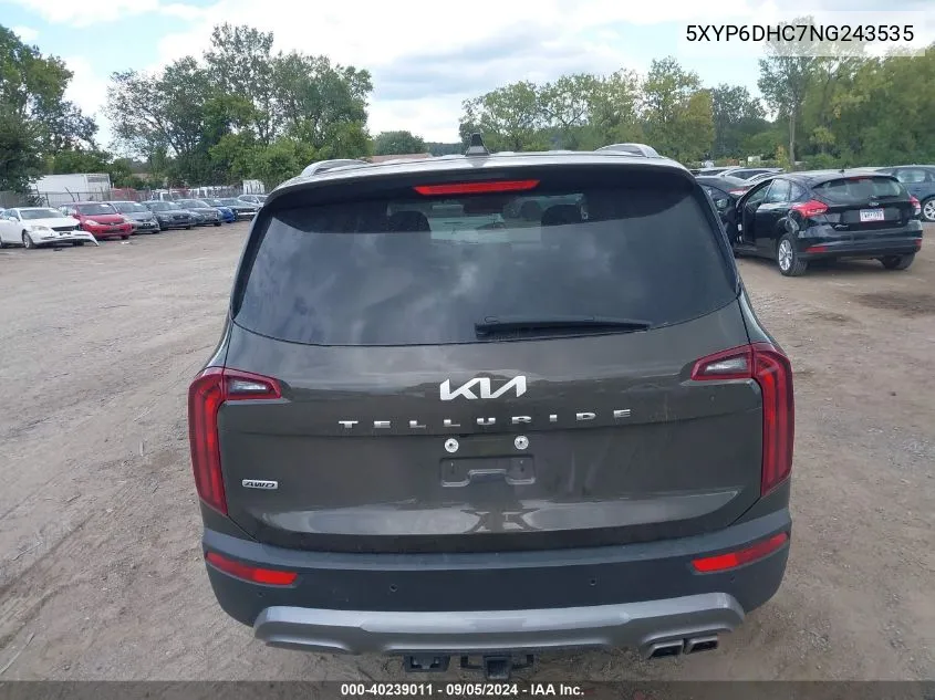 2022 Kia Telluride S VIN: 5XYP6DHC7NG243535 Lot: 40239011