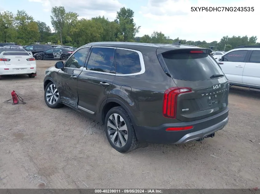 2022 Kia Telluride S VIN: 5XYP6DHC7NG243535 Lot: 40239011