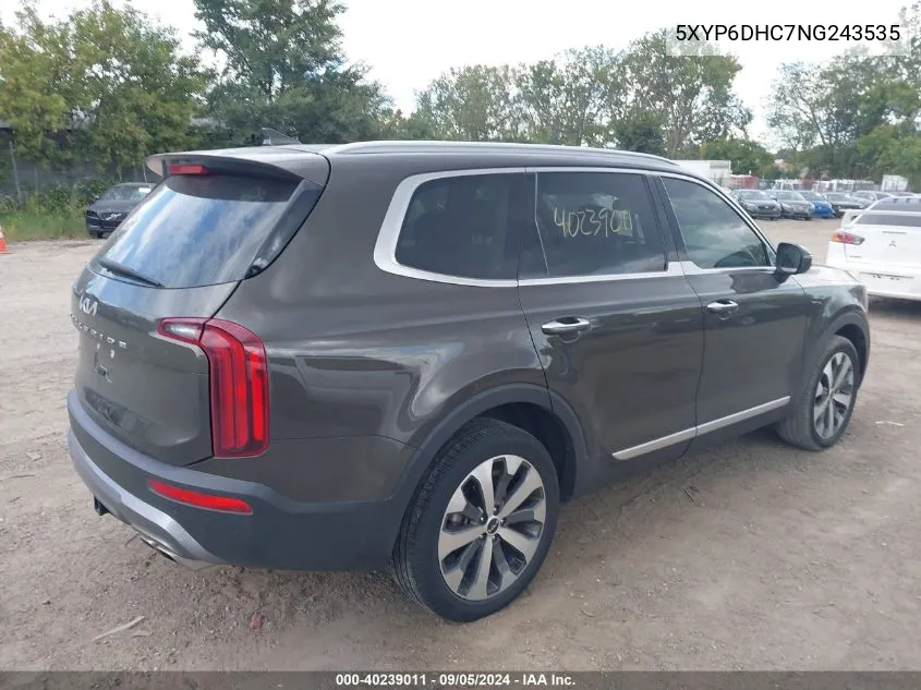 2022 Kia Telluride S VIN: 5XYP6DHC7NG243535 Lot: 40239011