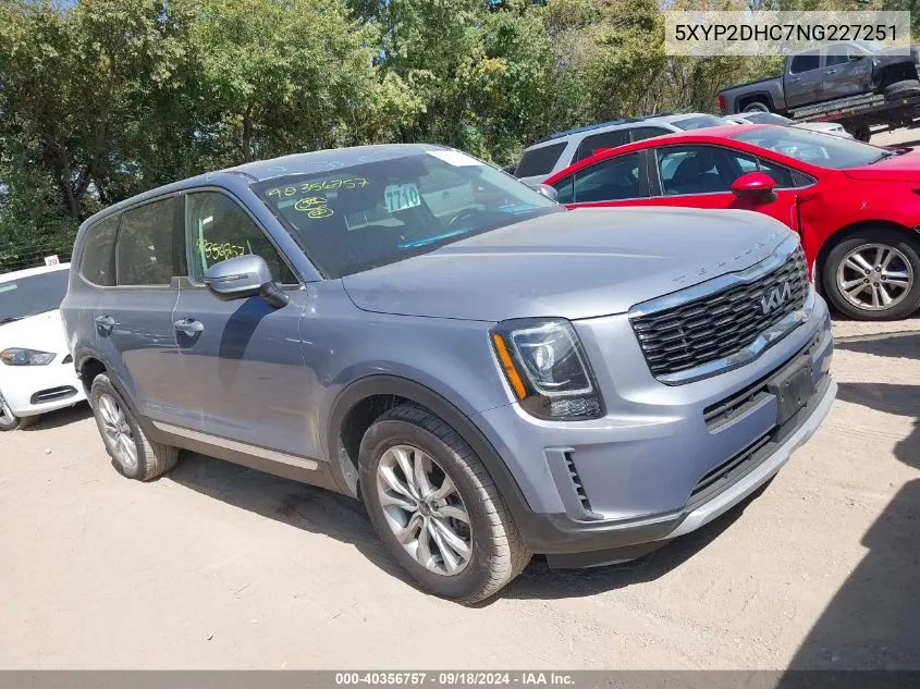 2022 Kia Telluride Lx VIN: 5XYP2DHC7NG227251 Lot: 40356757