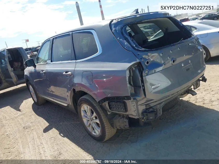 2022 Kia Telluride Lx VIN: 5XYP2DHC7NG227251 Lot: 40356757